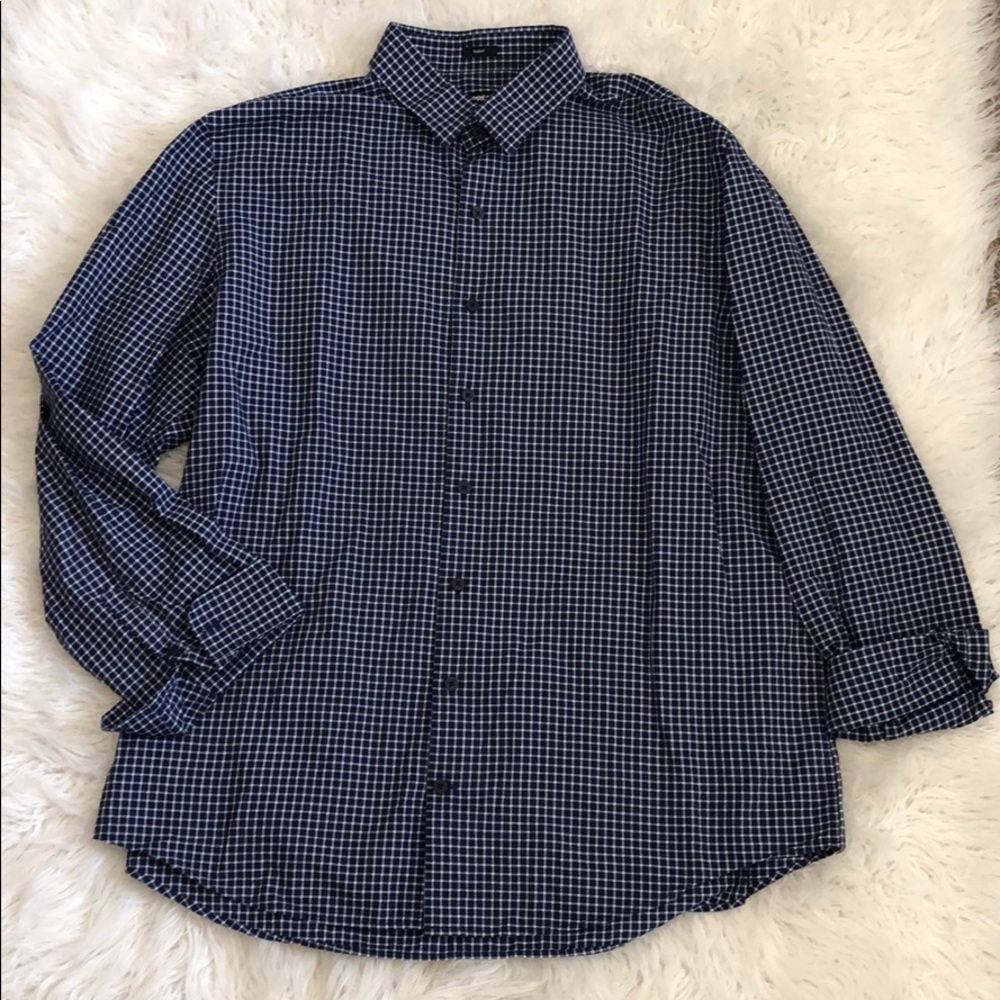 Gingham navy men’s button down - XL